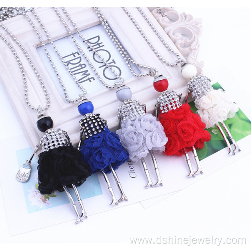 Silver Cute Girl Chain Necklace Long Design Sweater Necklace